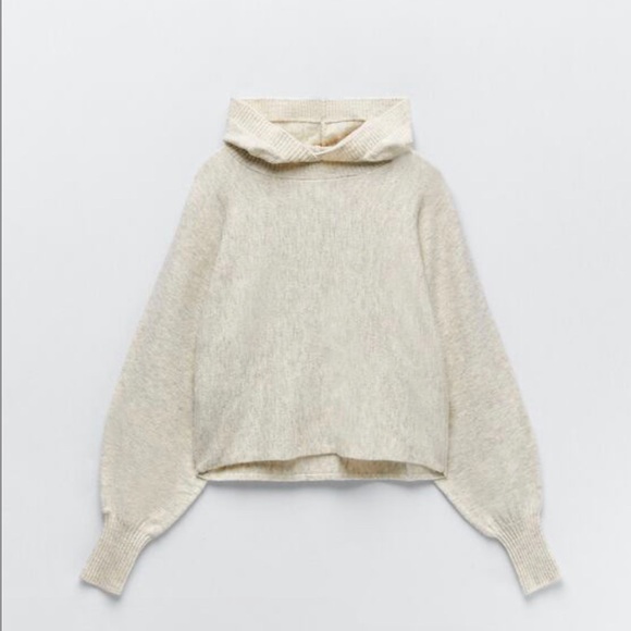 Zara Hooded Knit Sweatshirt Size M - Picture 3 of 10